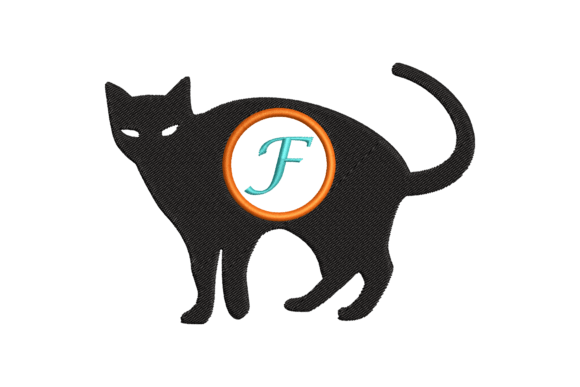 Black Cat Letter F: A Delightful Embroidery Design for Personal and Commercial Projects